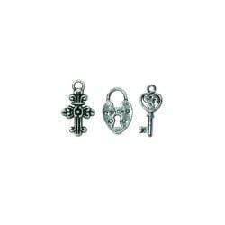 AussieSuperStore Jewellery Making Supplies JF Key, Padlock and Cross Charms JF Key, Padlock and Cross Charms | Jewellery Making Accessories 9323823066116 CHM106